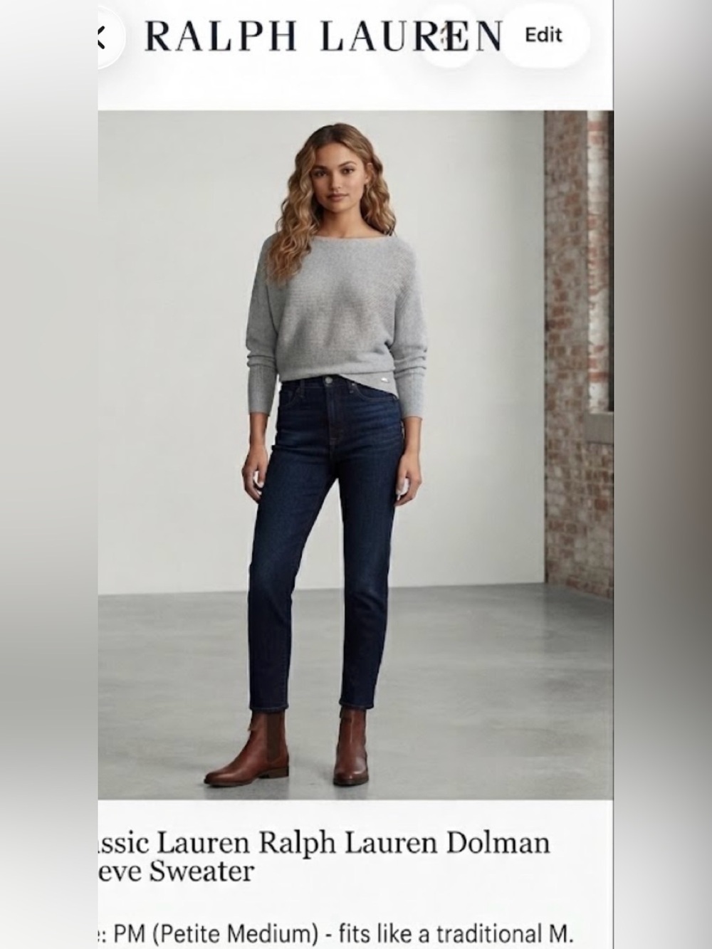 Ralph Lauren Dolman sleeves designed with a relaxed fit—wide at the shoulders an